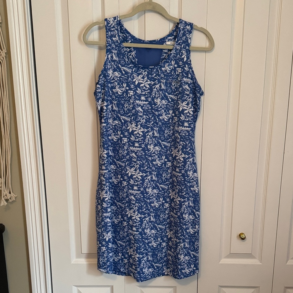 Columbia Blue and White Floral Mini Dress